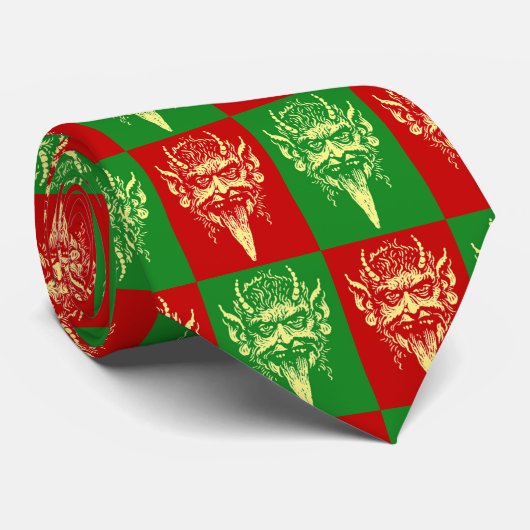 Krampus head stropdas (Opgerold)