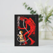 Krampus heeft een lange tong briefkaart (Staand voorkant)