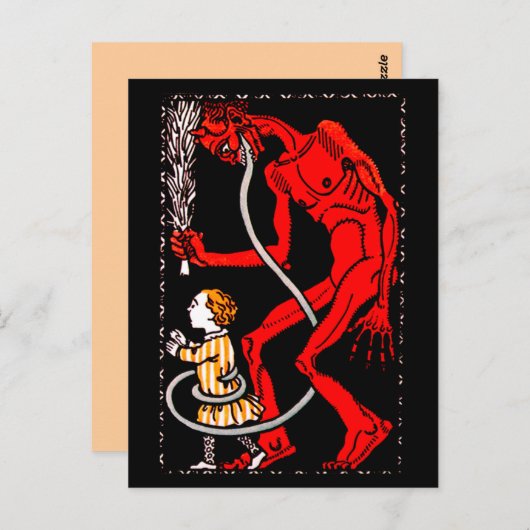 Krampus heeft een lange tong briefkaart (Voorkant / Achterkant)