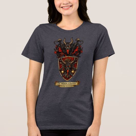Krampus Heraldic Crest Coat of Arms Christmas  Tri-Blend Shirt (Voorkant)