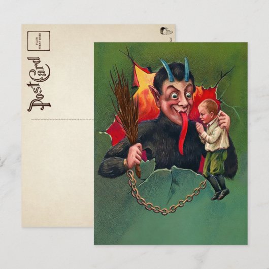 Krampus Holding Briefkaart (Voorkant / Achterkant)