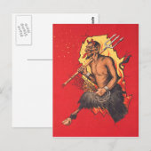 Krampus Hooivork Zweep Briefkaart (Voorkant / Achterkant)