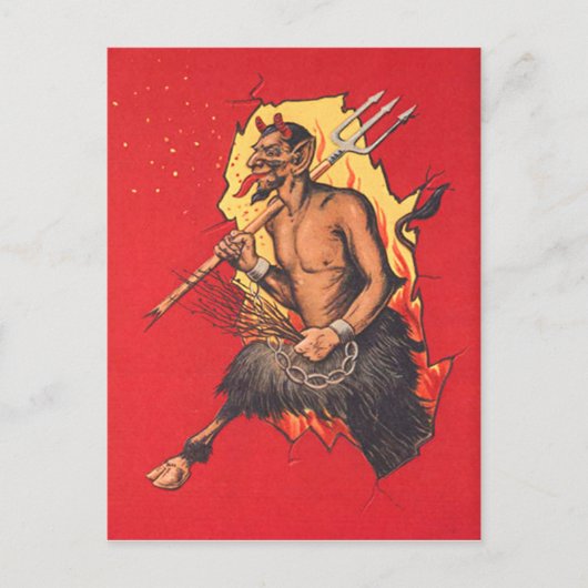 Krampus Hooivork Zweep Briefkaart (Voorkant)