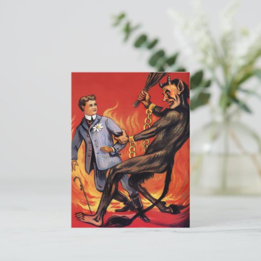 Krampus in de hel Briefkaart (Staand voorkant)