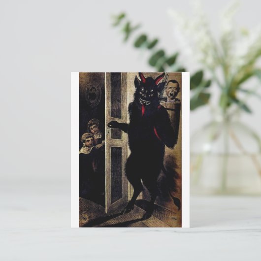 Krampus in het donker briefkaart (Staand voorkant)