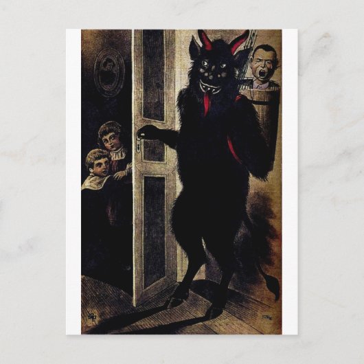Krampus in het donker briefkaart (Voorkant)