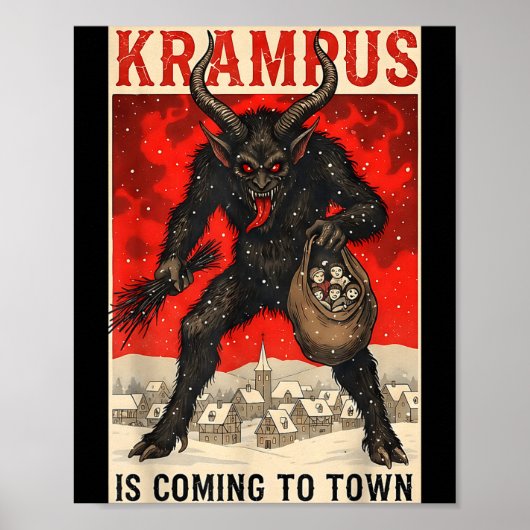 Krampus Is Coming To Town Christmas Horror Holiday Poster (Voorkant)