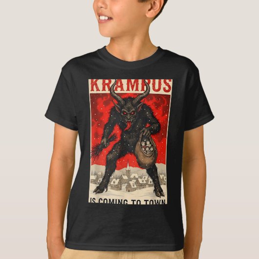 Krampus Is Coming To Town Christmas Horror Holiday T-shirt (Voorkant)