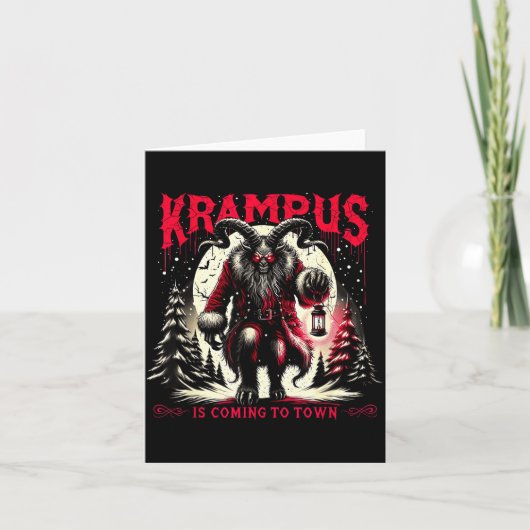 Krampus Is Coming To Town Dark Christmas Horror Xm Kaart (Voorkant)