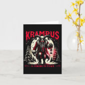 Krampus Is Coming To Town Dark Christmas Horror Xm Kaart (Gele Bloem)