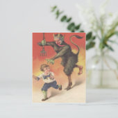 Krampus jaagt kind briefkaart (Staand voorkant)