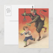 Krampus jaagt kind briefkaart (Voorkant / Achterkant)