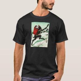 Krampus jaagt slechte kinderen in de winter sneeuw t-shirt