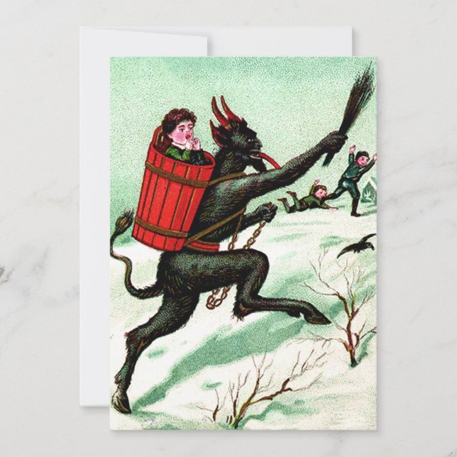 Krampus jaagt slechte kinderen winter sneeuw (Voorkant)