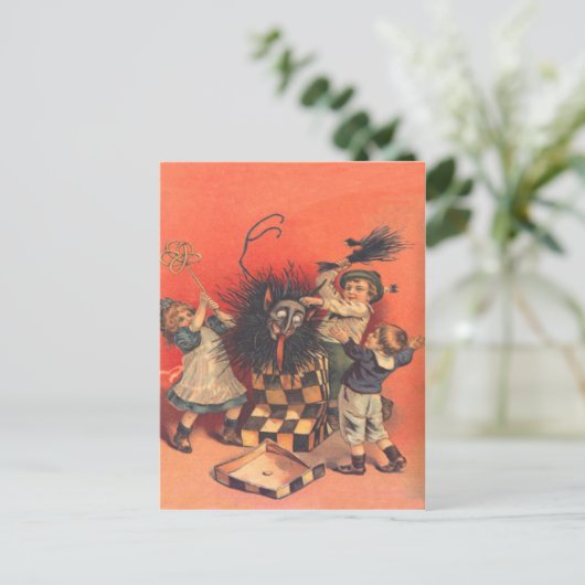Krampus Jack-In-A-Box Briefkaart (Staand voorkant)