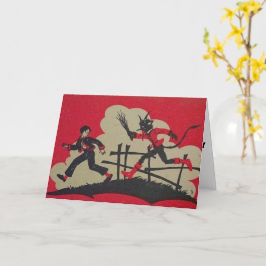 KRAMPUS KERSTKAARTEN KAART (Gele Bloem)