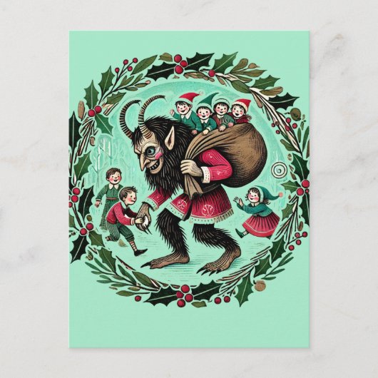 Krampus Kerstmis Briefkaart (Voorkant)