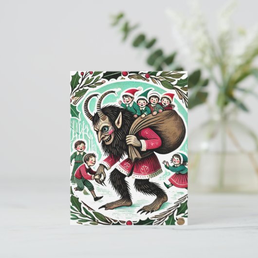Krampus Kerstmis Briefkaart (Staand voorkant)