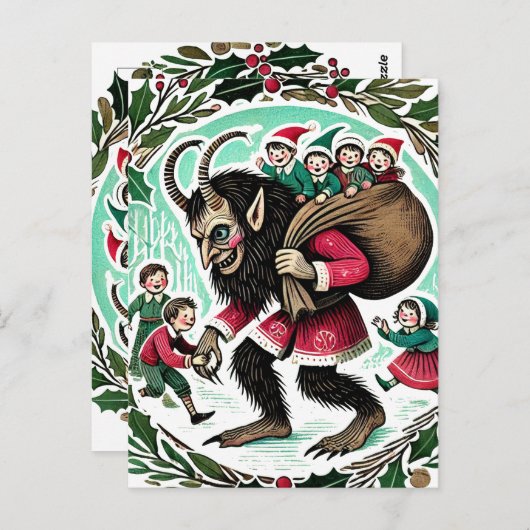 Krampus Kerstmis Briefkaart (Voorkant / Achterkant)