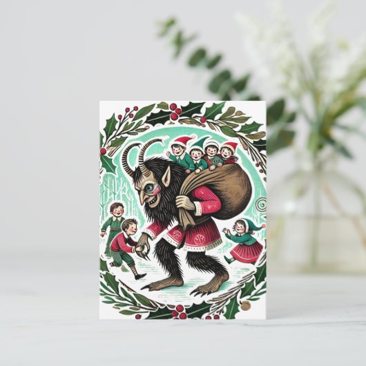 Krampus Kerstmis Briefkaart (Staand voorkant)
