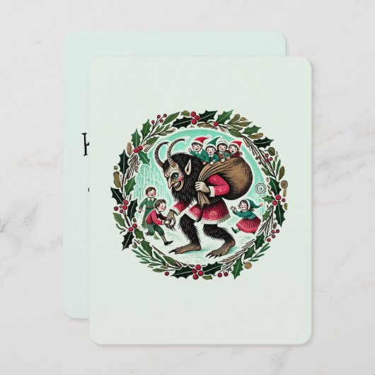 Krampus Kerstmis Feestdagenkaart (Voorkant / Achterkant)