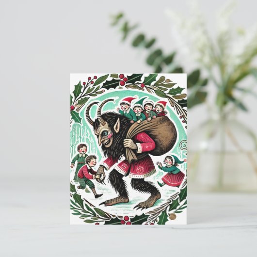 Krampus Kerstmis Feestdagenkaart (Staand voorkant)