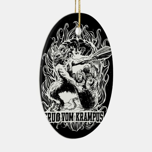 Krampus Kerstmis in Black Keramisch Ornament (Rechts)