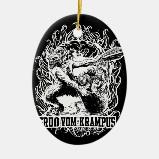 Krampus Kerstmis in Black Keramisch Ornament (Voorkant)
