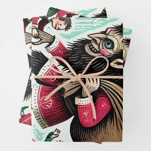 Krampus Kerstmis Inpakpapier Vel (In situ)