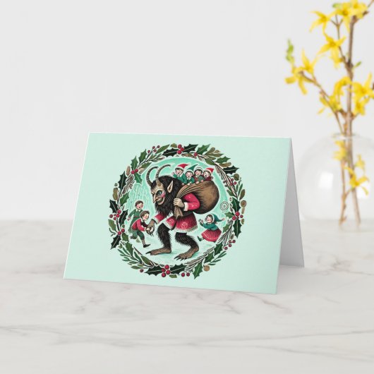 Krampus Kerstmis Kaart (Gele Bloem)