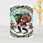 Krampus Kerstmis Kaart (Gele Bloem)