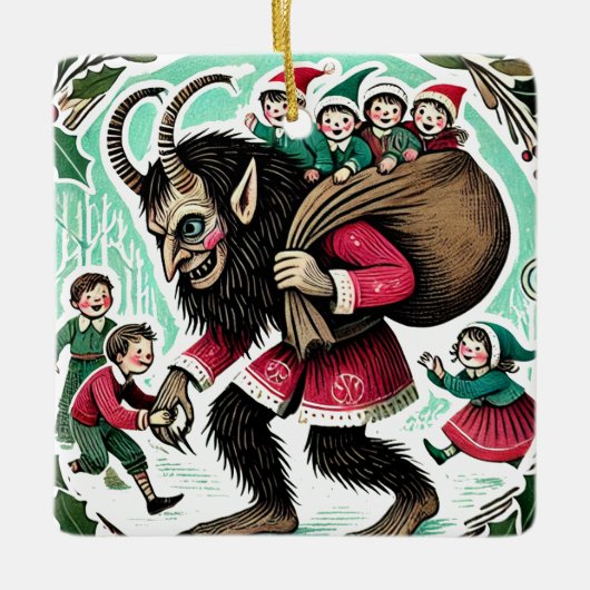 Krampus Kerstmis Keramisch Ornament (Voorkant)