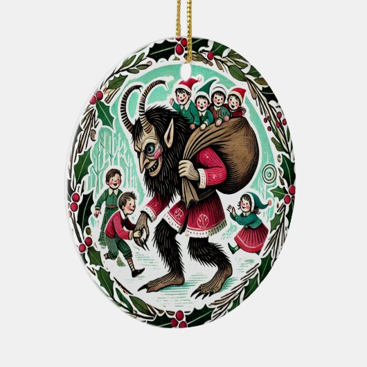Krampus Kerstmis Keramisch Ornament (Rechts)