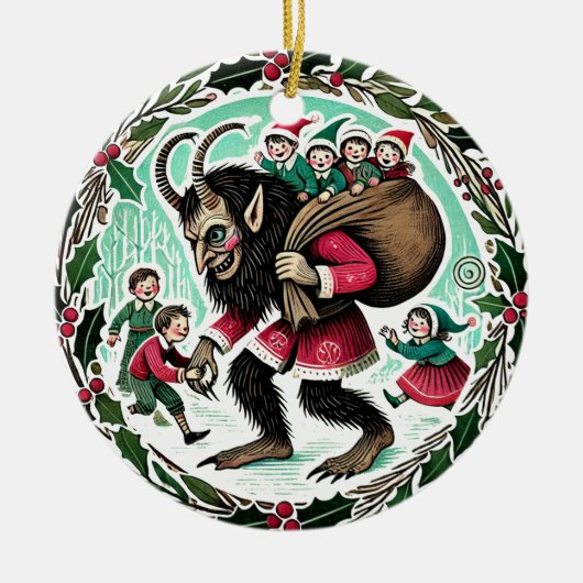 Krampus Kerstmis Keramisch Ornament (Voorkant)