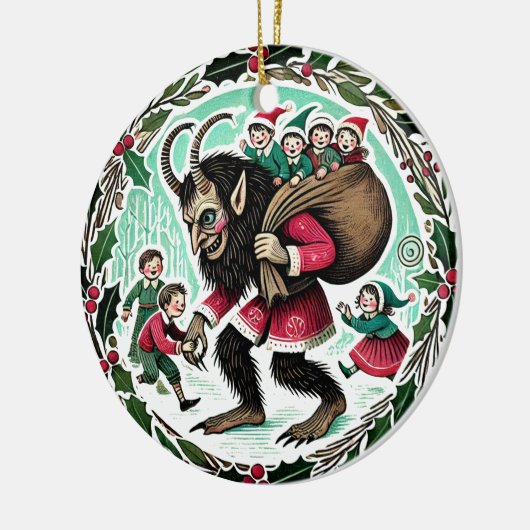 Krampus Kerstmis Keramisch Ornament (Links)