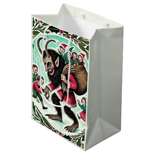 Krampus Kerstmis Medium Cadeauzakje (Voorkant Gekanteld)