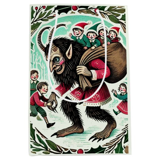Krampus Kerstmis Medium Cadeauzakje (Voorkant)