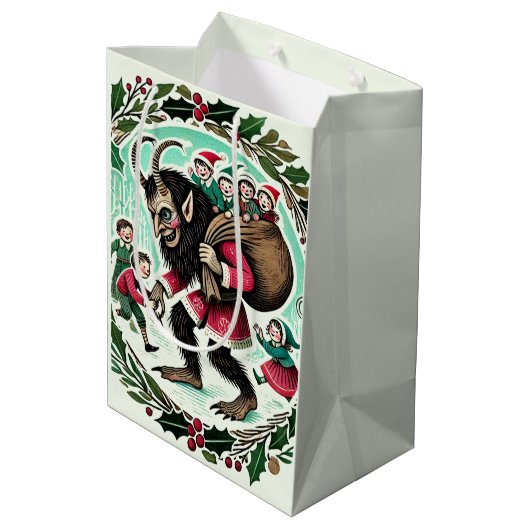 Krampus Kerstmis Medium Cadeauzakje (Achterkant Gekanteld)
