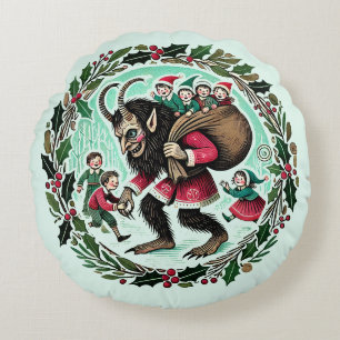 Krampus Kerstmis Rond Kussen