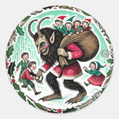 Krampus Kerstmis Ronde Sticker (Voorkant)