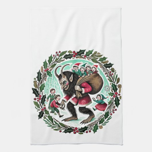 Krampus Kerstmis Theedoek (Verticaal)