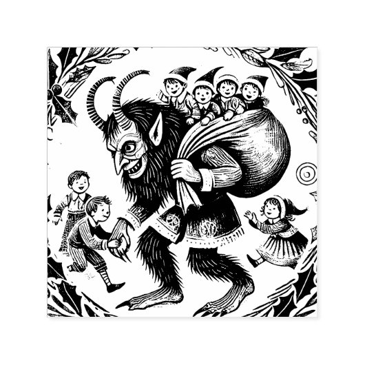 Krampus Kerstmis Zelfinktende Stempel (Design)