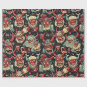 Krampus kerstpatroon cadeaupapier (Vlak)