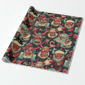 Krampus kerstpatroon cadeaupapier (Uitgerold)