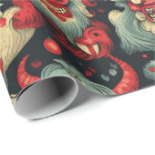 Krampus kerstpatroon cadeaupapier (Rol Hoek)
