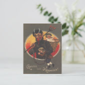 Krampus Kidnapping Boy & Girl Briefkaart (Staand voorkant)