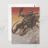 Krampus Kidnapping Children Sleigh Briefkaart (Voorkant / Achterkant)
