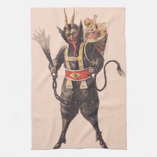 Krampus Kidnapping Children Switch Theedoek (Verticaal)