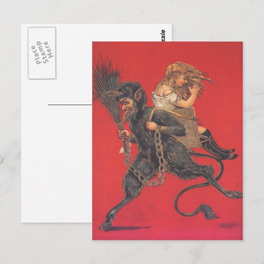 Krampus Kidnapping Girl Briefkaart (Voorkant / Achterkant)