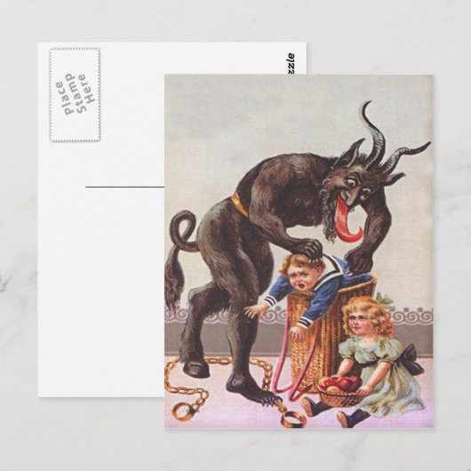 Krampus Kidnapping Kinderen Briefkaart (Voorkant / Achterkant)
